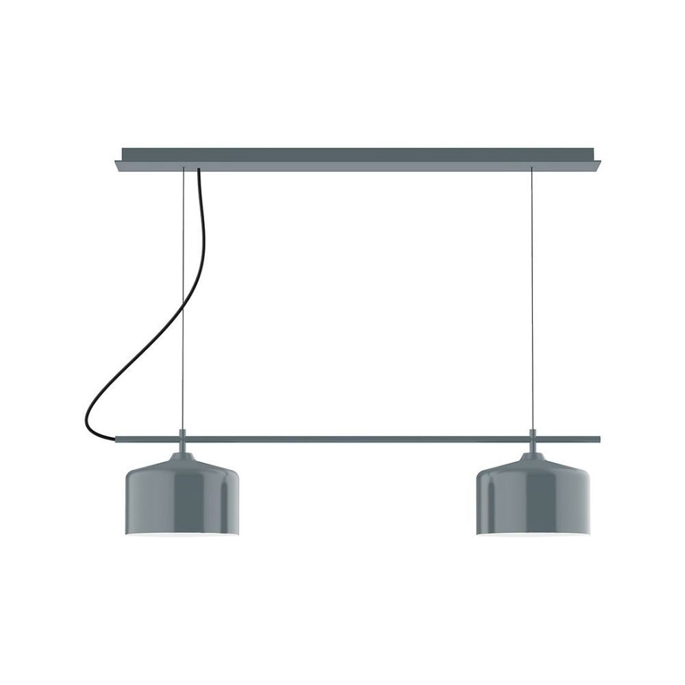 Montclair Lightworks CHE419-40 2-Light Linear Axis Chandelier Slate Gray Finish